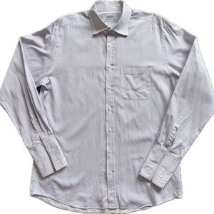 Charles Tyrwhitt White Purple Striped Men's Shirt Slim Fit with French Cuff